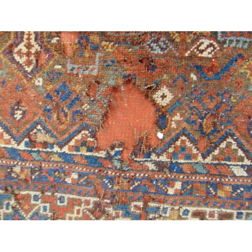 50 - Multicoloured Persian rug, having geometric pattern - for restoration. 95 x 68