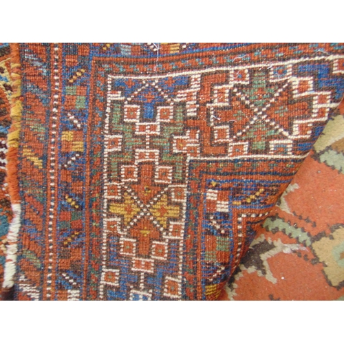 50 - Multicoloured Persian rug, having geometric pattern - for restoration. 95 x 68