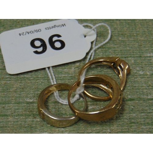 96 - Three 9ct gold rings, 9.2 gms.