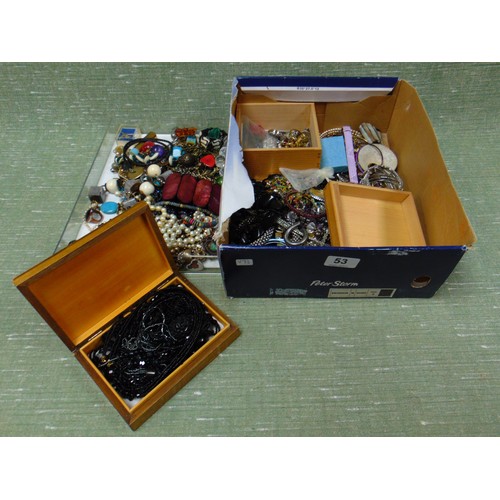 53 - Box of costume jewellery.