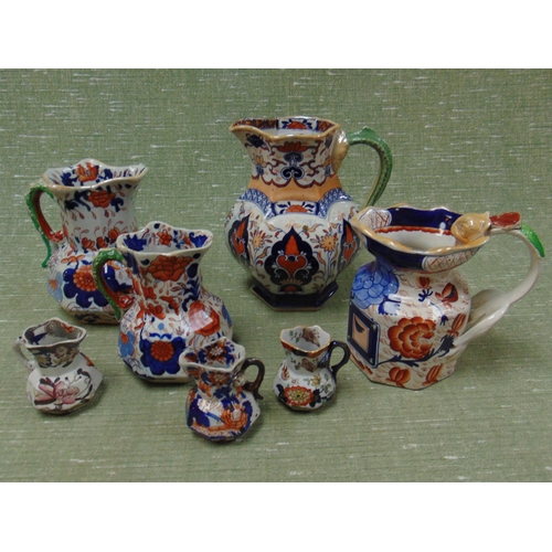 3 - Three Mason Ironstone jugs, one other and three miniature jugs.