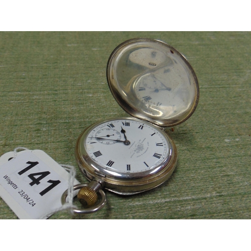 141 - Thomas Russell, Liverpool, silver cased pocket watch, having enamel face and Roman numerals.