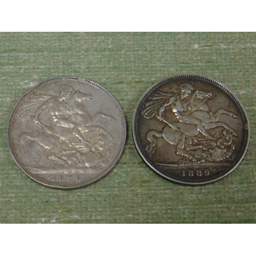 183 - Two antique silver crowns, 1889 & 1896.