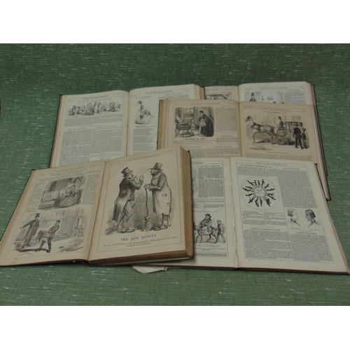 22 - Five antique volumes, Punch, 1845, 1848, 1856, 57 & 58.