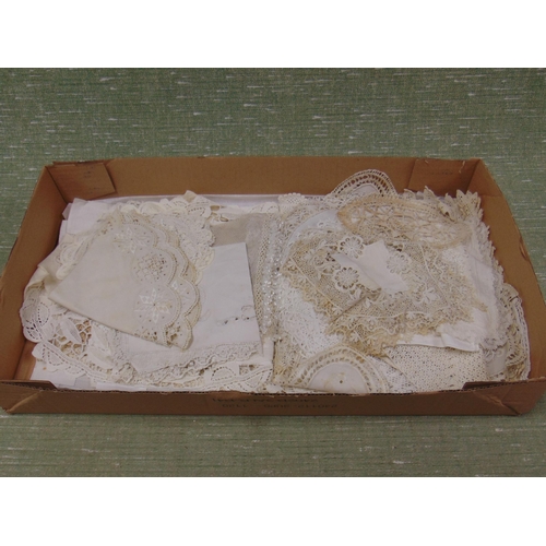 224 - Box of antique lace.