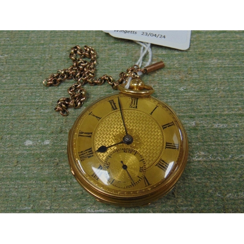 40 - 18 ct gold cased ladies pocket watch, having Roman numerals.