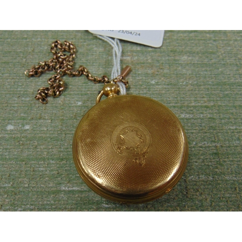 40 - 18 ct gold cased ladies pocket watch, having Roman numerals.