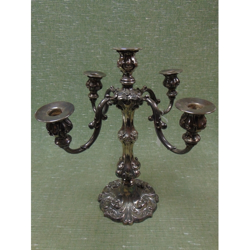 55 - Antique plated four branch candelabra, 15.5