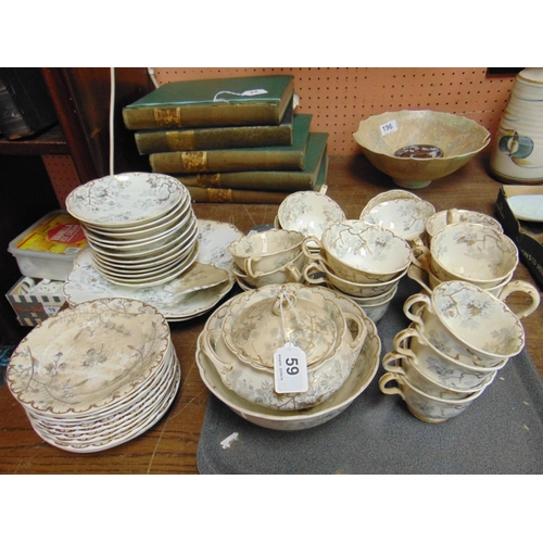 59 - Approx 52 piece Pelsar antique gilt and floral decorated tea service.