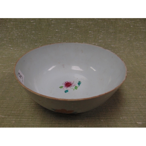 12 - Antique Oriental bowl, decorated with birds and flowers, 4 x 9.5