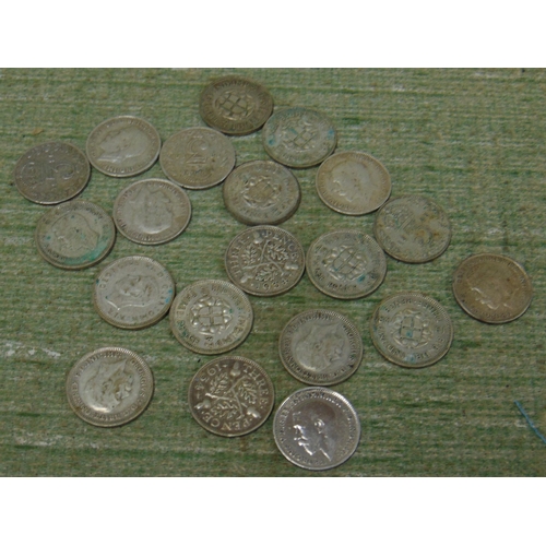 211 - Twenty silver 3 pence pieces.