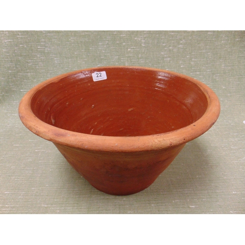 22 - Buckley ware terracotta bowl, 8 x 14