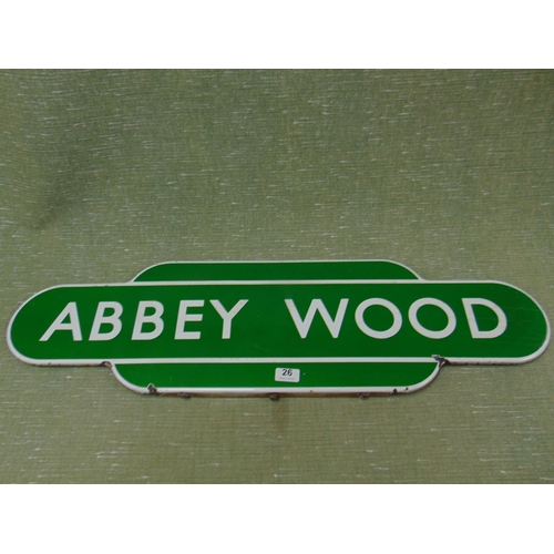 26 - Abbey Wood enamel railway sign, 36.5