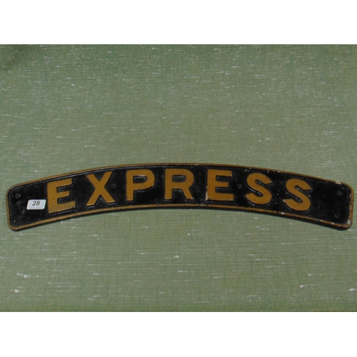 28 - Painted wooden railway sign, Express. 29