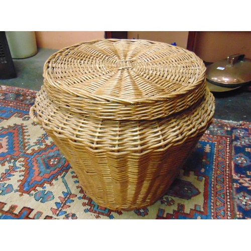 44 - Wicker lidded basket of tapered form, 17