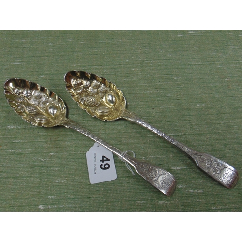 49 - Pair of antique silver berry spoons, maker William Eley & William Fearn, London 1815. 4ozt.