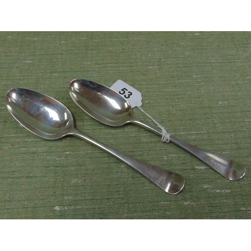 53 - Pair of antique silver spoons, 3.9 ozt.