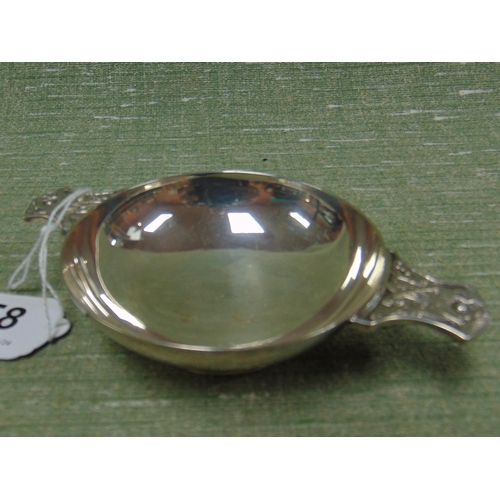 58 - Silver porringer, having monogrammed handles, maker Wakely & Wheeler, London 1965, 3.3 ozt.