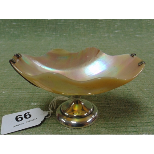 66 - Mother of pearl comport, set on a silver base, maker Arthur Joseph Mason, Birmingham.