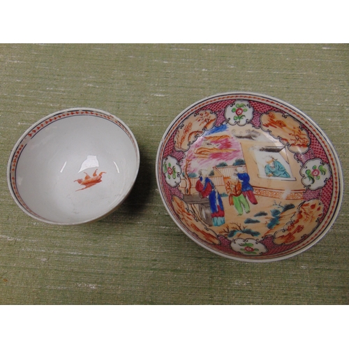 82 - Antique Oriental china tea bowl and saucer, having traditional decoration.