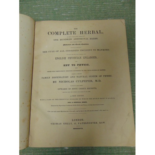 242 - One volume, Nicholas Culpepper, The complete Herbal and one other - Hill's Herbal. (2)