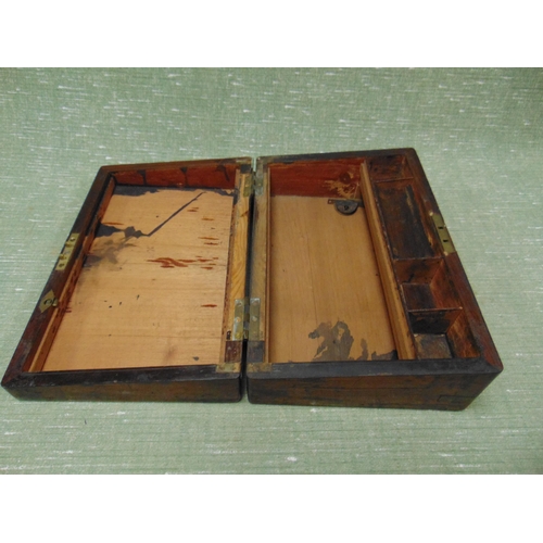 149 - Antique brass bound rosewood writing box, 4.5 x 13 x 9