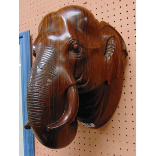 189 - Carved rosewood bust, modelled as an elephant. 14 x 10