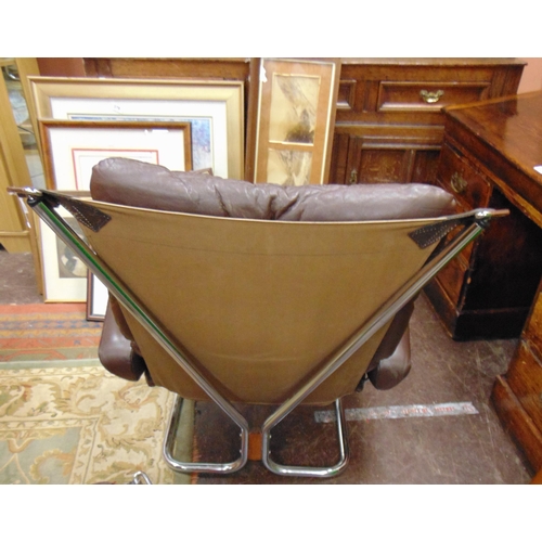 379 - Ingmar Relling Westnofa mid century, leather lounge chair and matching footstool.