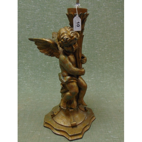 10 - Gilt painted cherub form table lamp. 20