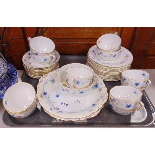 214 - 38 piece Royal Crown Derby gilt and floral decorated tea set.