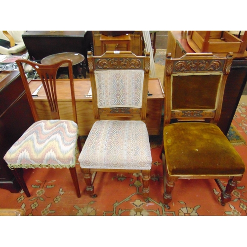 311 - Pair of Edwardian side chairs and an inlaid mahogany example. (3)