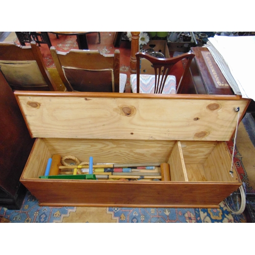 322 - Large trunk, containing a Jaques croquet set, and other garden games.