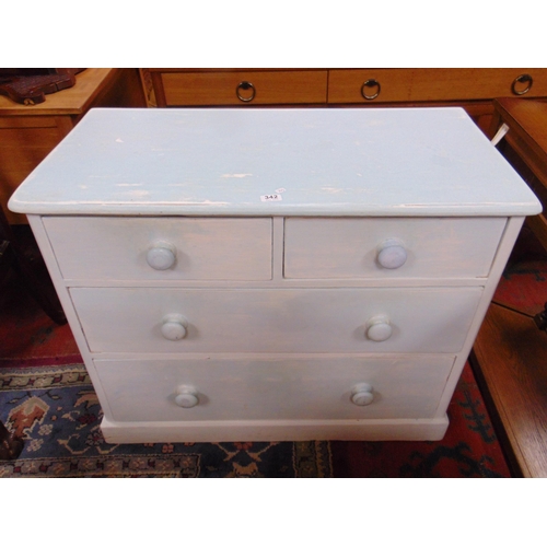 342 - Painted Victorian pine chest of two short and two long drawers, with knob handles,  30 x 39 x 19