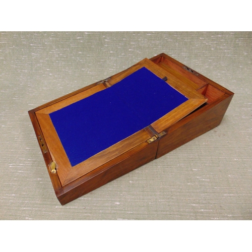 41 - Victorian inlaid walnut writing box, having fitted interior, height 5 1/2 inches, width 10 1/2 inche... 