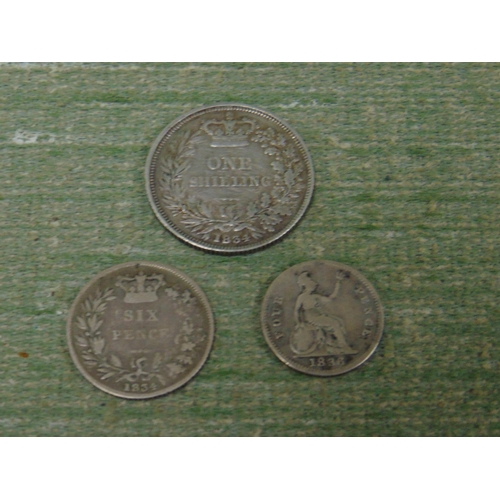 59 - Silver William IV 1834 shilling, 1834 sixpence and an 1836 groat.