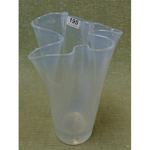 28 - Milk glass vase, having shaped rim, 12
