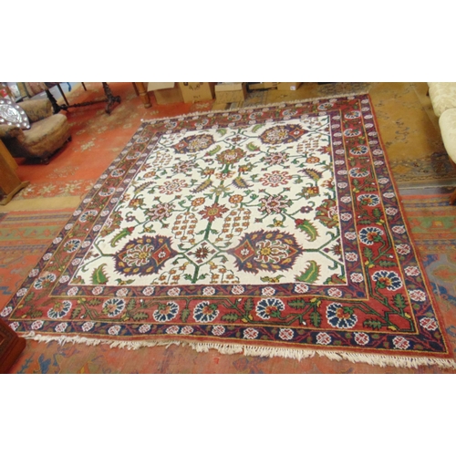 1 - Persian red and blue ground rug, having geometric floral pattern. 120 x 92