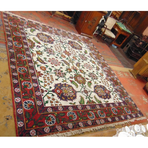 1 - Persian red and blue ground rug, having geometric floral pattern. 120 x 92