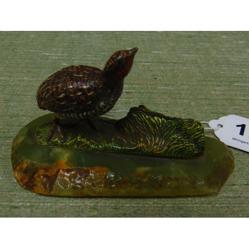 121 - Cold painted bronze grouse figure, set on an onyx base.