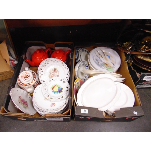 125 - Two boxes of mixed china.