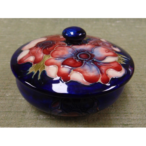 31 - Moorcroft floral lidded bowl, 2.5 x 5