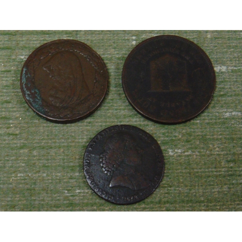 47 - Three copper tokens, 1787 Anglesey halfpenny, 1791 Wilkinson halfpenny and 1813 Birmingham halfpenny... 