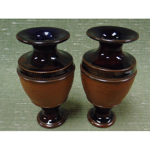 525 - Pair of Doulton vases, of waisted form, each 6