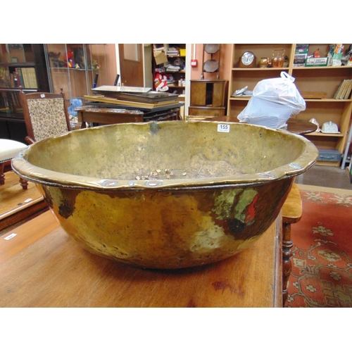 155 - Good antique brass bowl, of large proportions, 8 x 23