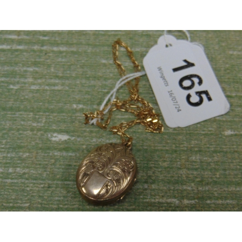 165 - Antique possibly gold morning locket, set on a 9ct gold chain.