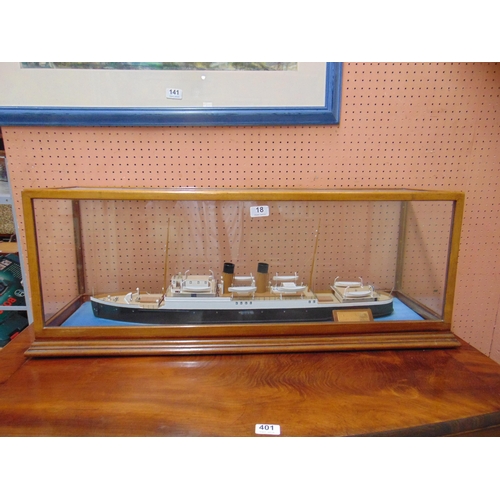 18 - Large model ship, Isle of Sark, contained in a glazed case.