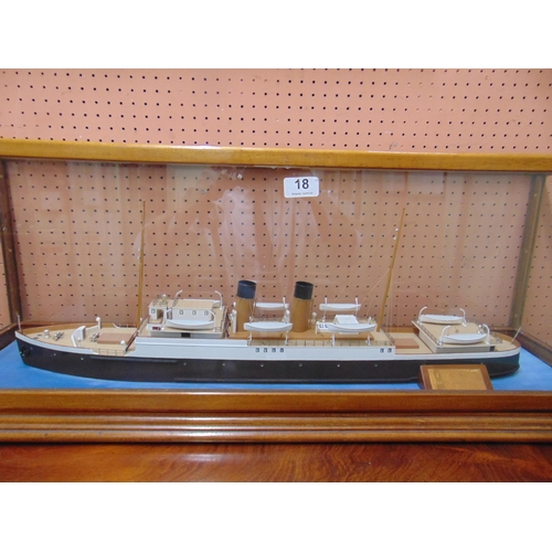 18 - Large model ship, Isle of Sark, contained in a glazed case.