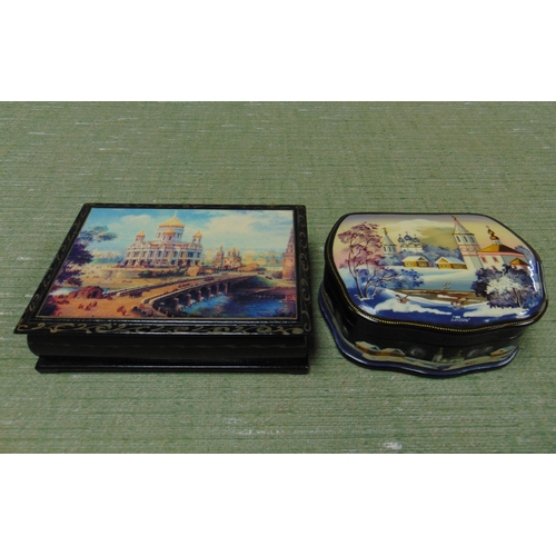 185 - Two Russian painted boxes.