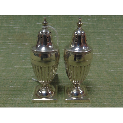 189 - Pair of antique urn form silver salt and pepper pots, Birmingham 1896.