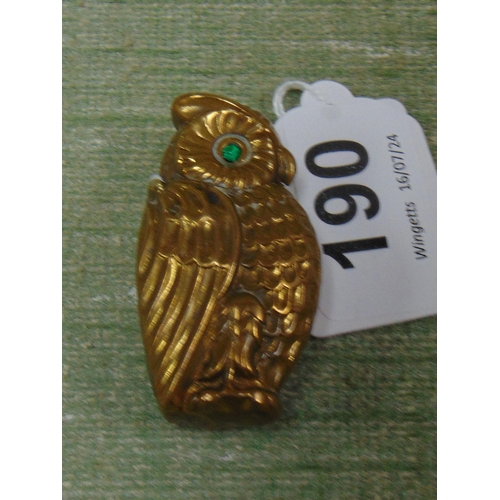 190 - Brass owl form vesta case.